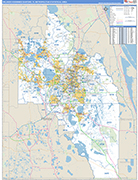 Orlando-Kissimmee-Sanford Metro Area Wall Map Basic Style